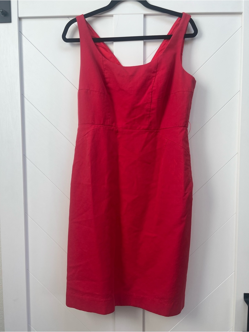 Eccoci 1990’s Sleek Red Sleeveless Square-Neck Mini Dress